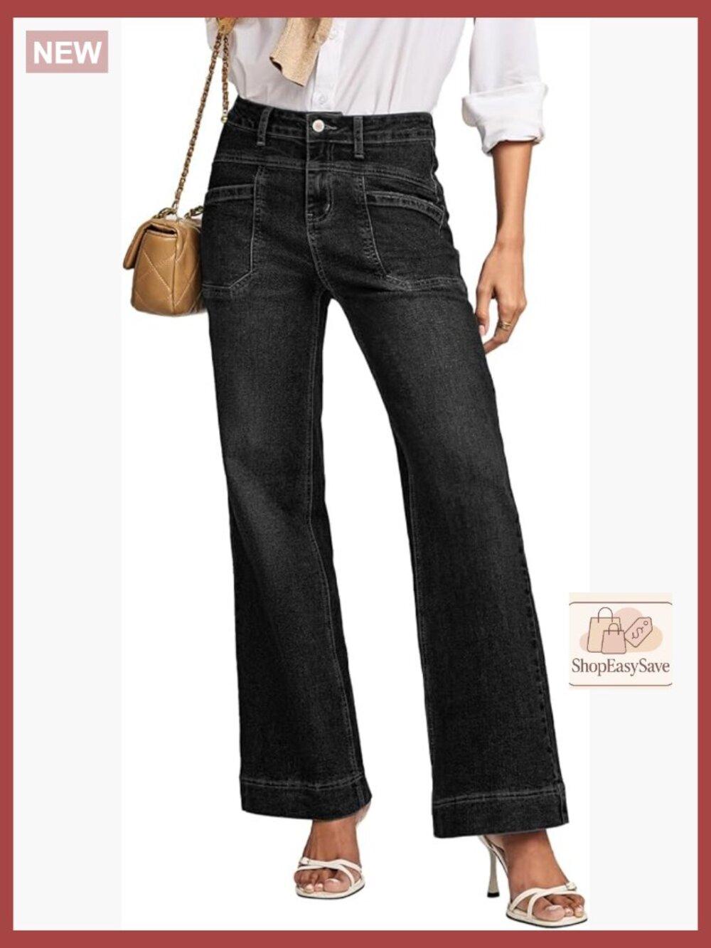 Wide Leg Jeans High Waisted Stretchy Denim Bootcut Straight Leg Trendy Casual